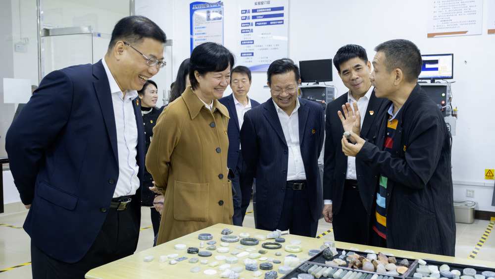 广西民族师范学院、广西农业职业技术大学与广西城市职业大学党建和思想政治工作结对共建-参观玉石馆 (1)