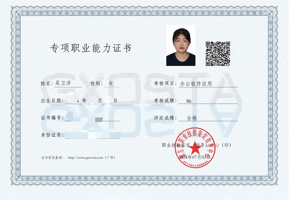 职业技能证书